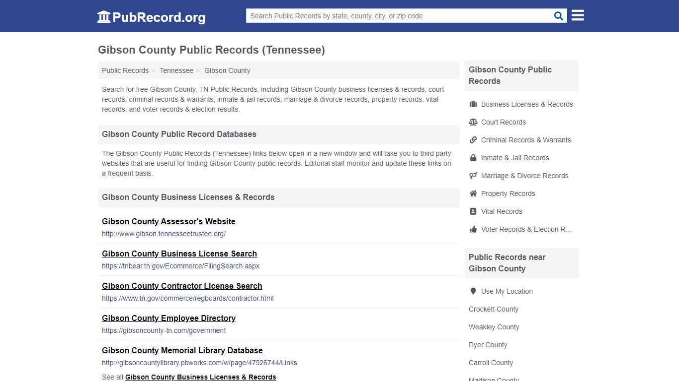 Gibson County Public Records (Tennessee) - PubRecord.org