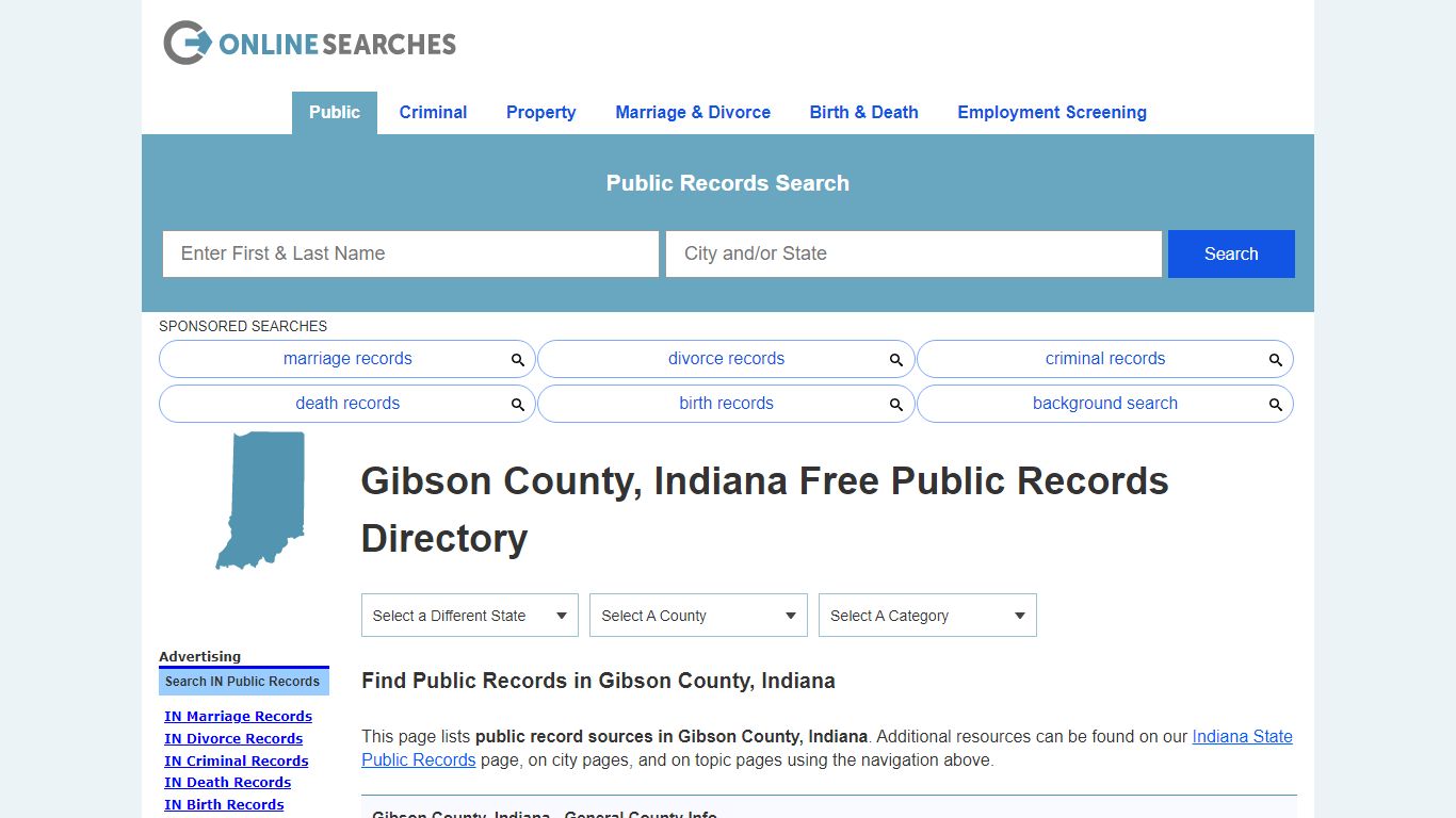 Gibson County, Indiana Public Records Directory