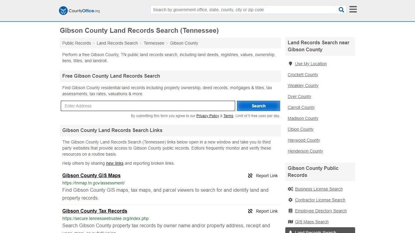 Gibson County Land Records Search (Tennessee) - County Office